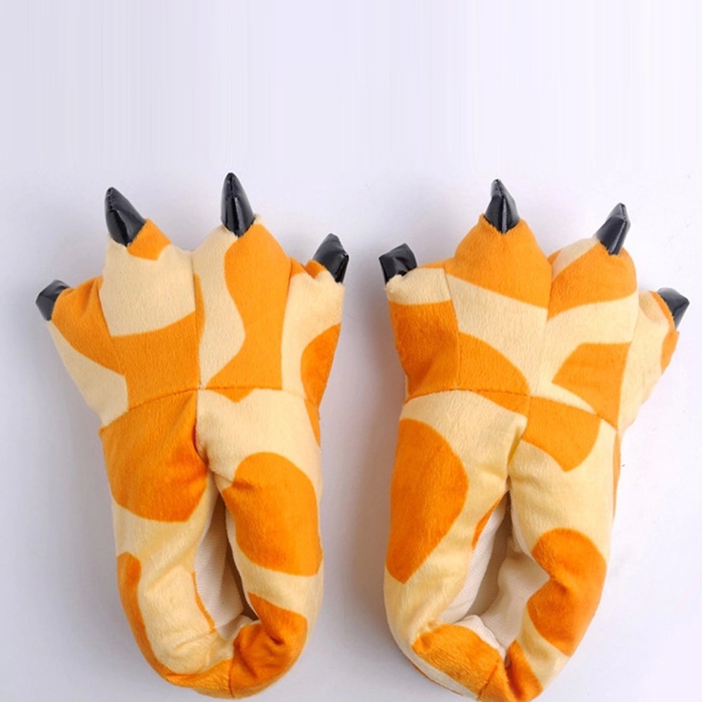 Kid Baby Girls Winter Warm Indoor Slippers Funny Animal Paw Monster Claw Shoes Khaki One Size